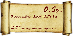 Olsovszky Szofrónia névjegykártya